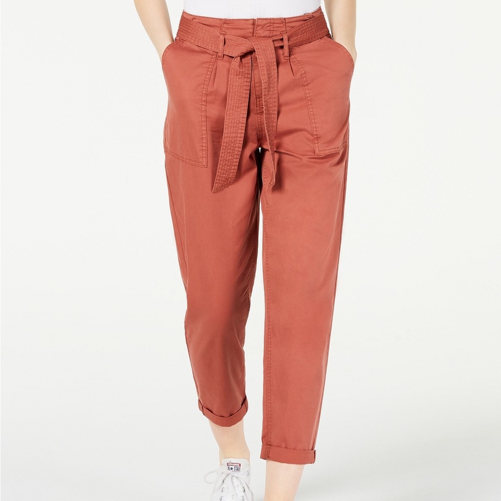 Cuffed Belted High-Rise Utility Pants